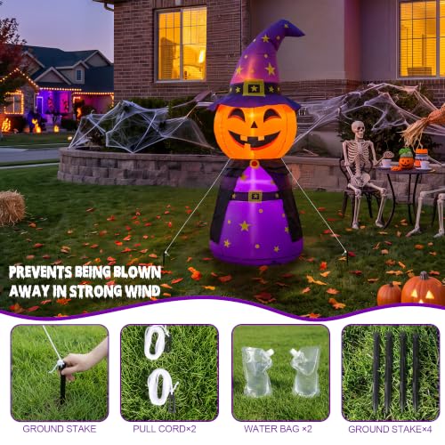 Purple Pumpkin Halloween Inflatable with Built-In LEDs, 5FT Outdoor & Indoor Decoration - Ghostly Glow