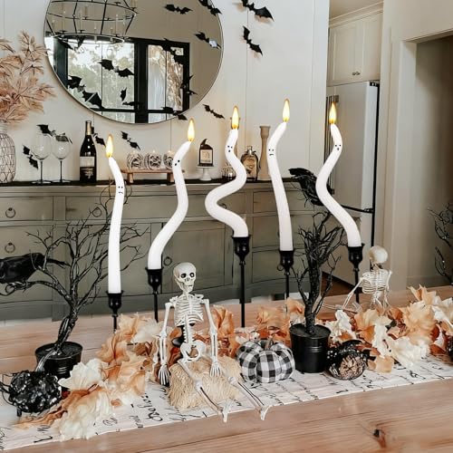 Halloween Ghost Taper Candles Set - Funny Twisted Wax Decorations for Home & Parties