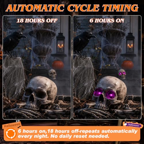 Purple LED Glowing Eyes with Timer - Waterproof Halloween Outdoor Decorations (2 Pack)