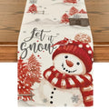 Red Snowman Xmas Table Runner 13x36 Inch Home Party Decor - Artoid Mode Variation
