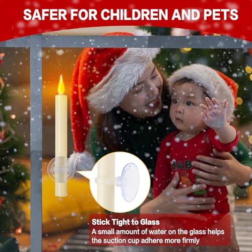 9 Pack Flameless Christmas Window Candles with Remote Timer & Magnetic Base