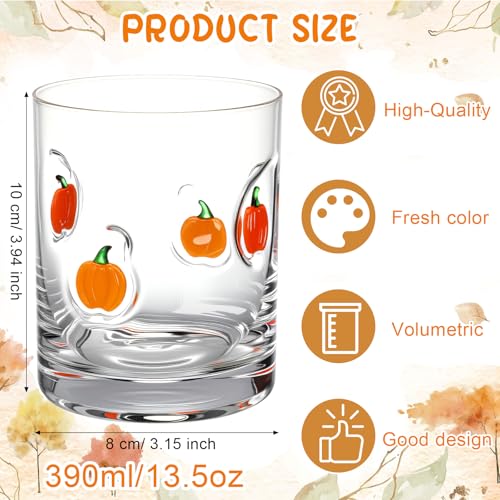 Pumpkin Icon Juice Glasses Set - Fall Halloween Drinking Cups, 2 Pieces