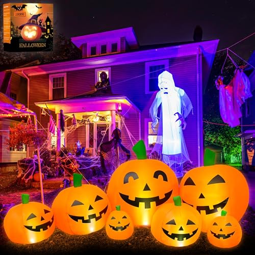 7.5 Ft Outdoor Inflatable Pumpkin Decoration with LED Lights for Halloween