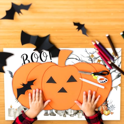 Halloween Ghost Pet Pumpkin Paper Placemats - Disposable Table Mats for Dining & Parties