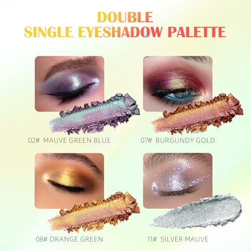 Duochrome Orange Green Glitter Eyeshadow Palette - Gold Variation