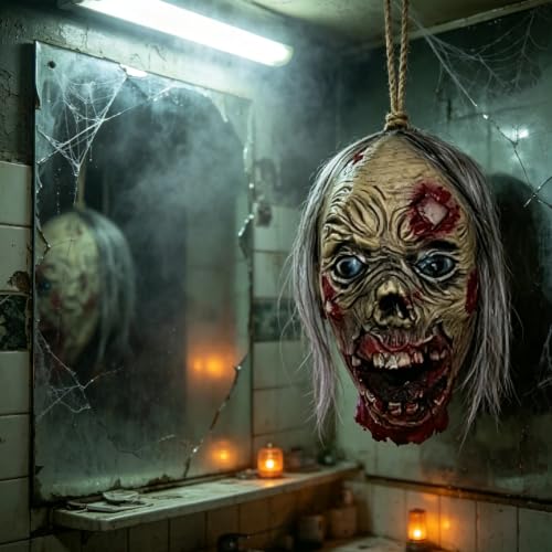 11-Inch Bloody Zombie Severed Head Halloween Decoration Prop