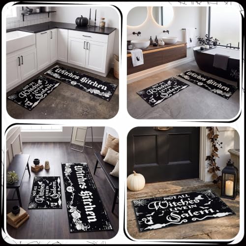 Halloween Witchy Floor Rugs Set - Gothic Kitchen Mats for Seasonal Decor