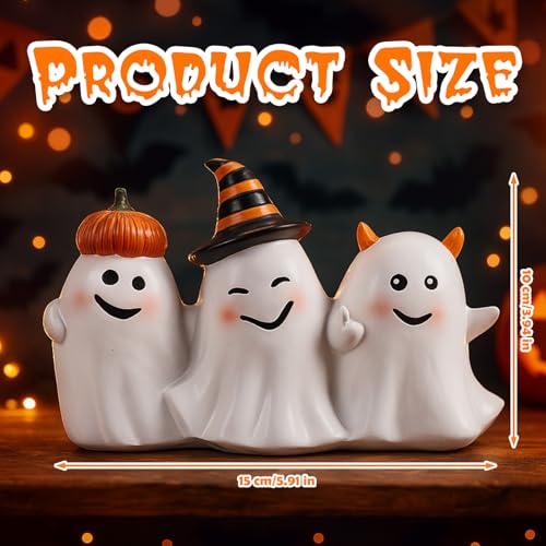 Halloween Ghost Figurine Set - Resin Spooky Decor for Fall, 5.9 Inch