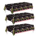 Black Halloween Plastic Tablecloth 3 Pack 54x108 Inch Rectangular Coverings