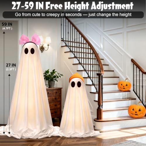 Extra Large Light Up Ghost Halloween Decorations with Scary Sounds - Outdoor Indoor Spooky Set