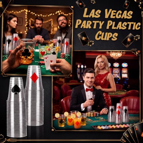 120 Pcs Halloween Playing Card & Plastic Cup Set - 12 oz Disposable Party Cups - Variation: Poker
