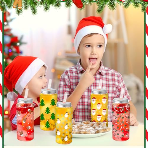 Christmas Plastic Cups with Lids & Straws - 13.5 oz, 30-Pack