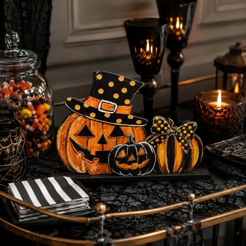 Halloween Pumpkin Wooden Table Decoration - Spooky Autumn Decor - Pumpkin Spooky