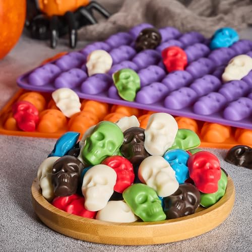 Mini Skull Silicone Molds for Halloween Candies & Decorations - 2 Pcs, 100 Cavities