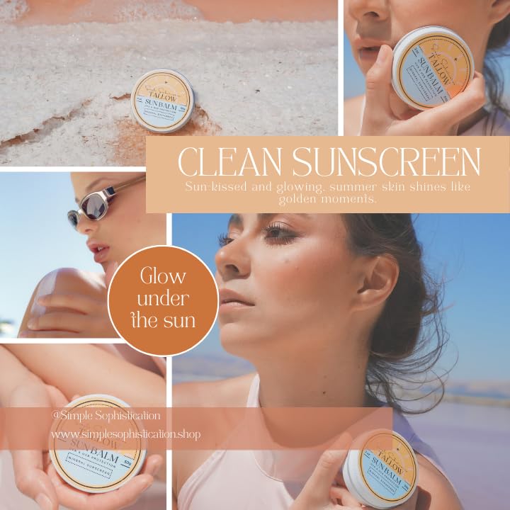 Tallow Sun Balm - Tinted Mineral Sunscreen with Grassfed Tallow & Zinc Oxide | SPF 30, Reef Safe (2 oz) - Fair