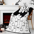 Halloween Ghost Throw Blanket - Black White Flannel Fleece, 50x60 Inches - Variation of Ghost