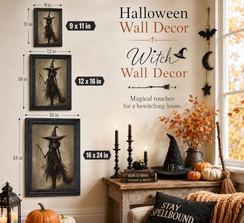 Halloween Witch Wall Art Canvas Framed 24x16 Inch Gothic Mysterious Decor Variation of THIS listing