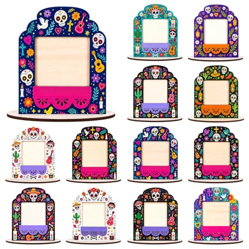 12 Pack Day of the Dead Picture Frames for Altar Decor - Mexican Cultural Memorials