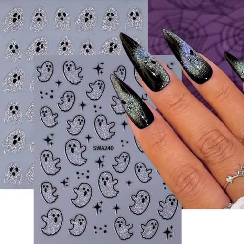 Halloween Nail Stickers Set - Ghost, Pumpkin, Bat & Cat Designs - Halloween02