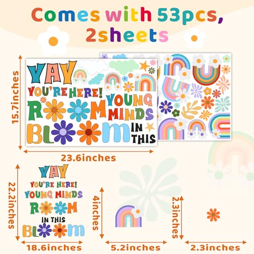 Positive Quotes Wall Decals - Colorful Rainbow Flower Stickers for Kids - Inspirational Wall Art - Lamkidle Variation