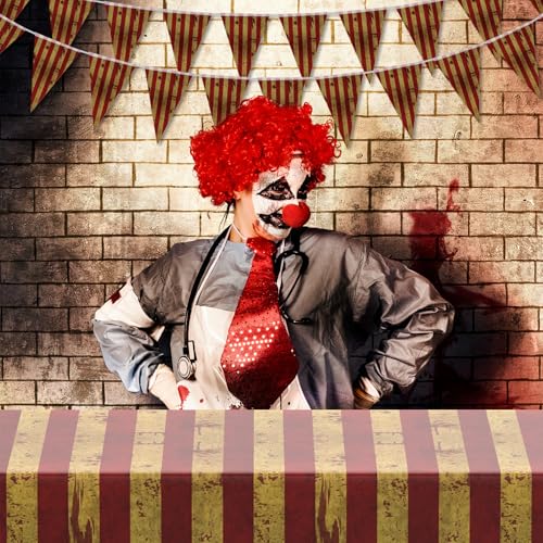 9 Pieces Creepy Carnival Halloween Decorations Set - Blood Splatter Banners & Tablecloth
