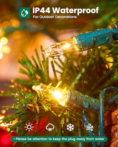 Minetom Clear Christmas String Lights 3 Pack 20 Feet 100 LED Warm White - Indoor Outdoor Decor