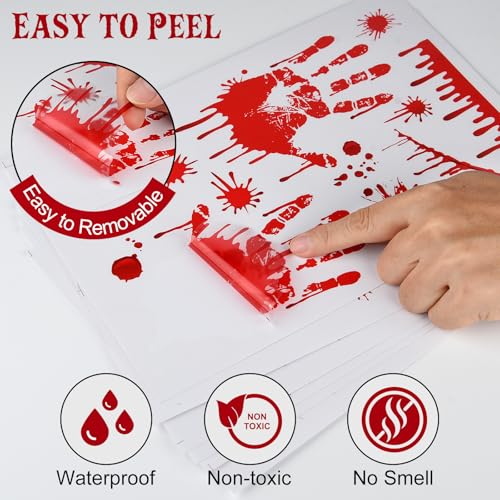 6 Sheets Bloody Handprint and Footprint PVC Window Stickers for Halloween