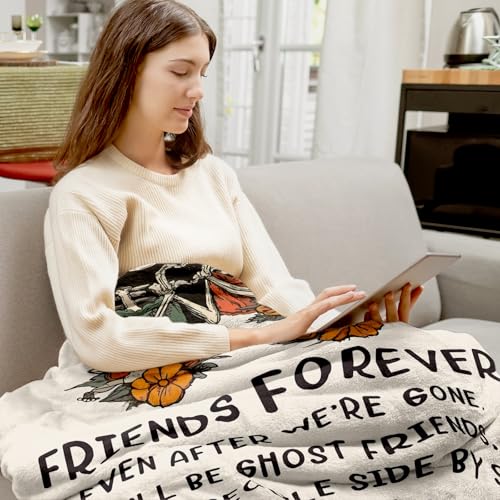 Halloween Friend Blanket for Women 60x50 White Spooky Skull Gift for Besties
