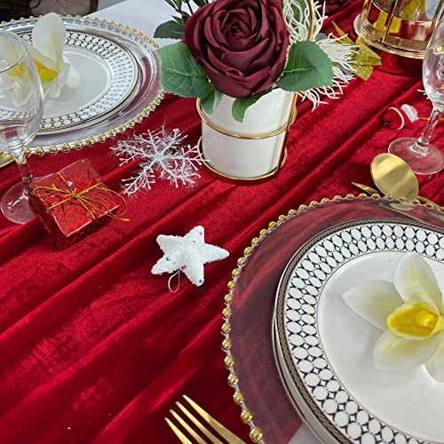 Red Velvet Table Runner 20x120 Inch Wedding Reception Decor - EHLDekol