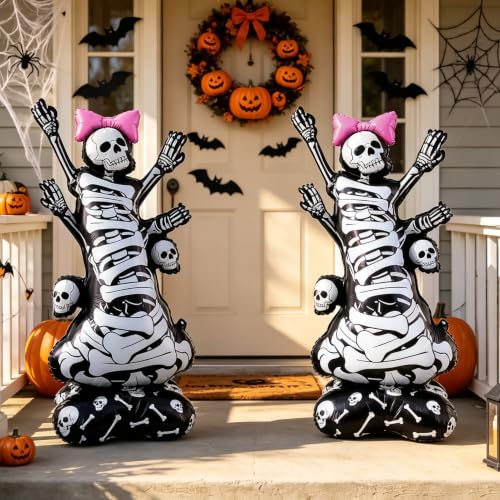 Fudefer 2-Pack Self Standing Skeleton Balloons - 3.8FT Halloween Decor