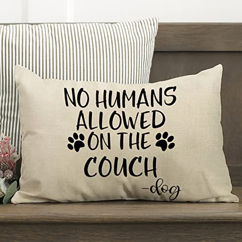 No Humans Allowed on The Couch Dog Paw Pattern Decorative Throw Pillow Cover 20x12