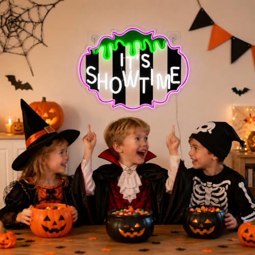 Halloween It's Showtime Horror Wall Door Window Sign - Spooky Acrylic Decor