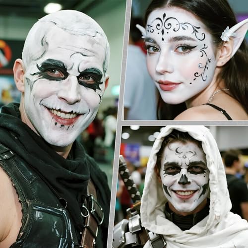 White Water Based Face Paint for Halloween, Vibrant & Fast-Drying 1.06 oz - Variation: White