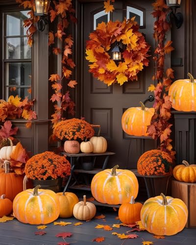Round 12-Inch Large Artificial Pumpkin Fall Decor Foam Pumpkin
