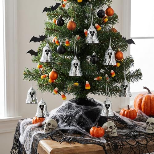 Halloween Disco Ghosts Decor - 16 Reflective Mirror Ornaments for Party & Home