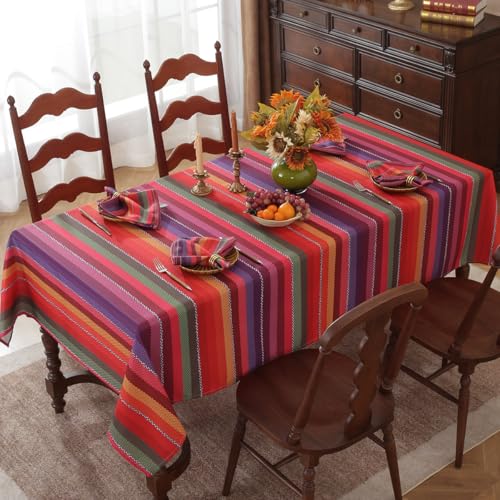 Red Mexican Fiesta Tablecloth 60x84 Inch Rectangle - Cinco De Mayo Decor