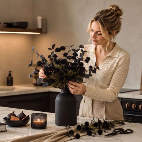 Black Flowers Artificial Centerpiece with Vase - Gothic Home Decor - Variation: Black Kiku / 1