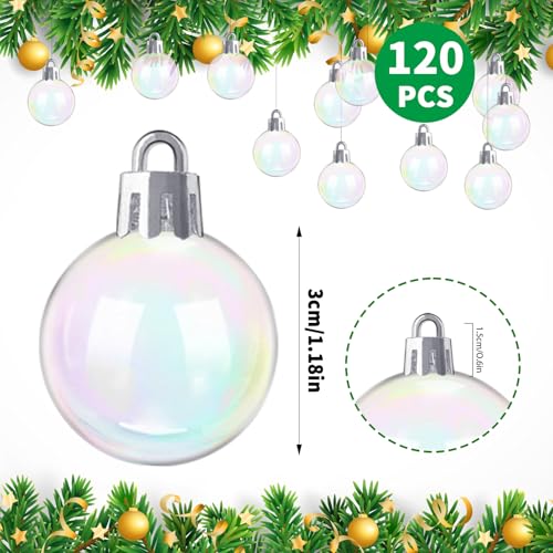 120 Pcs 1.18 Inch Iridescent Plastic Halloween Balls for DIY Decor - Rainbow Ornaments