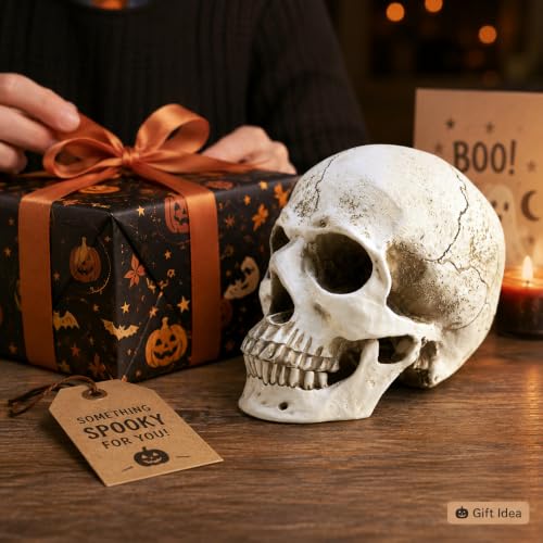 Life Size Skull Head Statue - Realistic Resin Gothic Decor - Variation of Skull Head