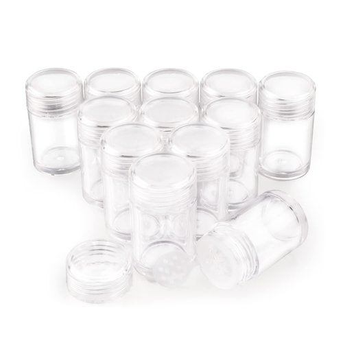 BOSMIOW 12 Pcs 10ml Loose Powder Jar Empty Plastic Loose Powder Container Refillable Powder Bottle Box Cosmetic Jar Container With Sifter