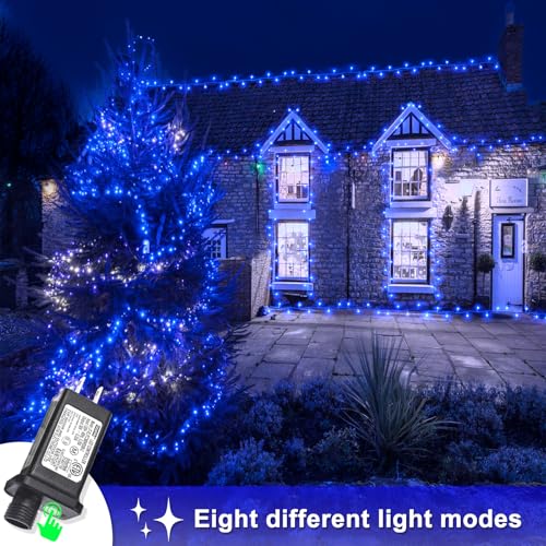 Outdoor Blue 131FT 400 LED String Lights with Extension & 8 Modes