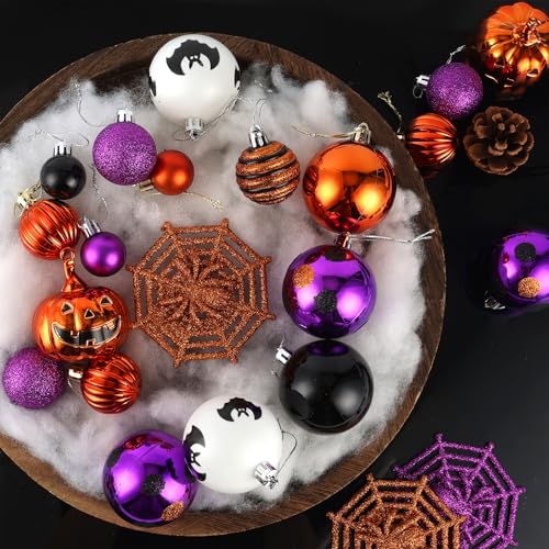 Halloween Tree Decorations Set - 61 Shatterproof Ornaments for Indoor Outdoor Holiday Decor