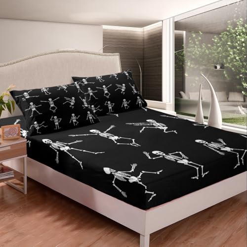 Sugar Skull Twin Sheet Set Style 3 Halloween Skeleton Bedding - Kids Teens Adults