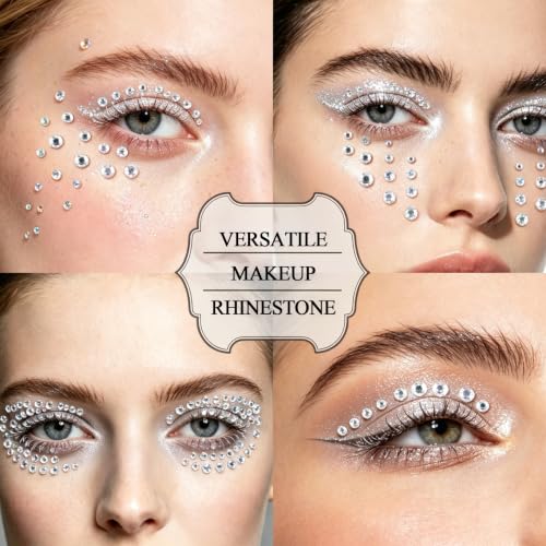 Self Adhesive Face Gems Tattoo Stickers 648pcs Clear Rhinestones for Makeup & DIY
