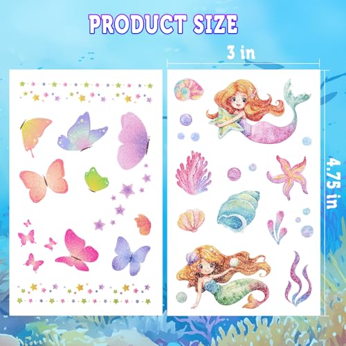 Kids Glitter Temporary Tattoos - Mixed Theme 30 Sheets, Waterproof & Safe