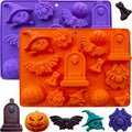 Halloween Candy Molds 2Pcs Silicone Pumpkin Skull Bat Witch Hat Gummy Cake Pop