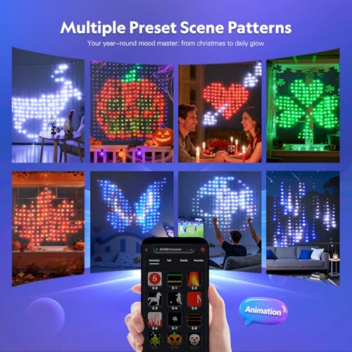 RGB DIY Smart Curtain Lights - 400 LED, 6.5x6.5 ft, App & Bluetooth Control