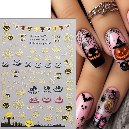 Halloween Gold Spider Web Bat Nail Art Stickers - Variation 06 for DIY Spooky Manicure