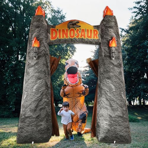 10 Ft Dinosaur Inflatable Arch with LED Lights for Dinosaur Party and Jungle Safari Decor