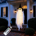 Large Outdoor Hanging Swing Ghost Halloween Decor - 5.3FT Light-Up Ghost